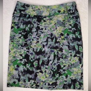 Halogen Pencil Skirt, Fully Lined, Blue Green pattern